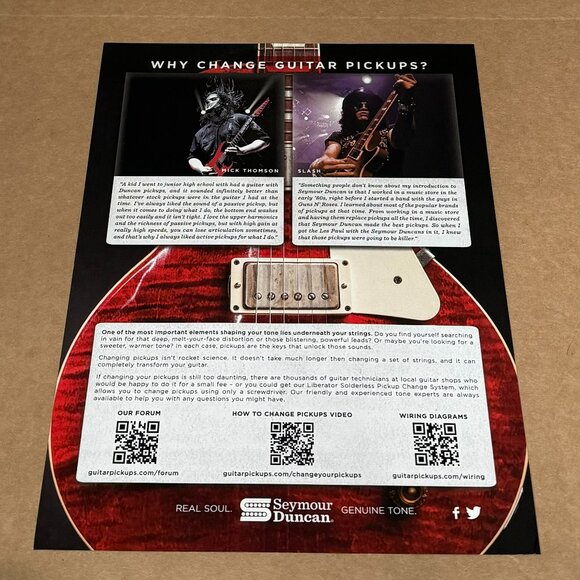 Mick Thomson & Slash - SEYMOUR DUNCAN PICKUPS - Print Advertisement - Picture 1 of 1